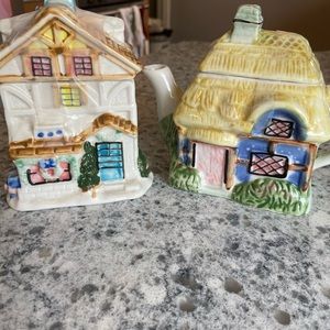 Houston Harvest Tea pot cottage and general store tea bag/ sugar holder